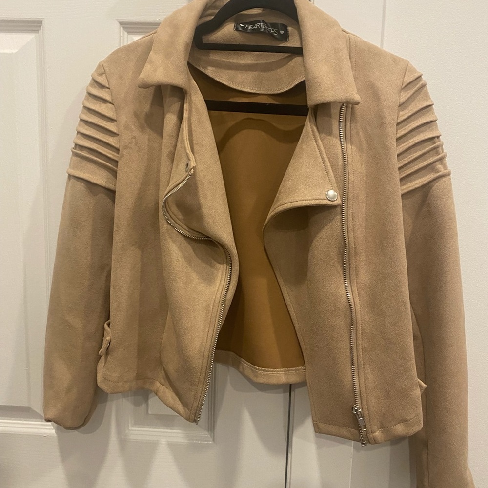 HEARTBEEPS faux suede tan jacket from vanilla sky